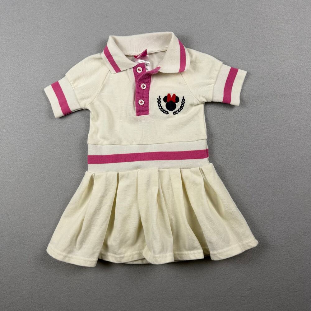 Disney Junior Minnie Mouse Polo Dress 2T Pink White